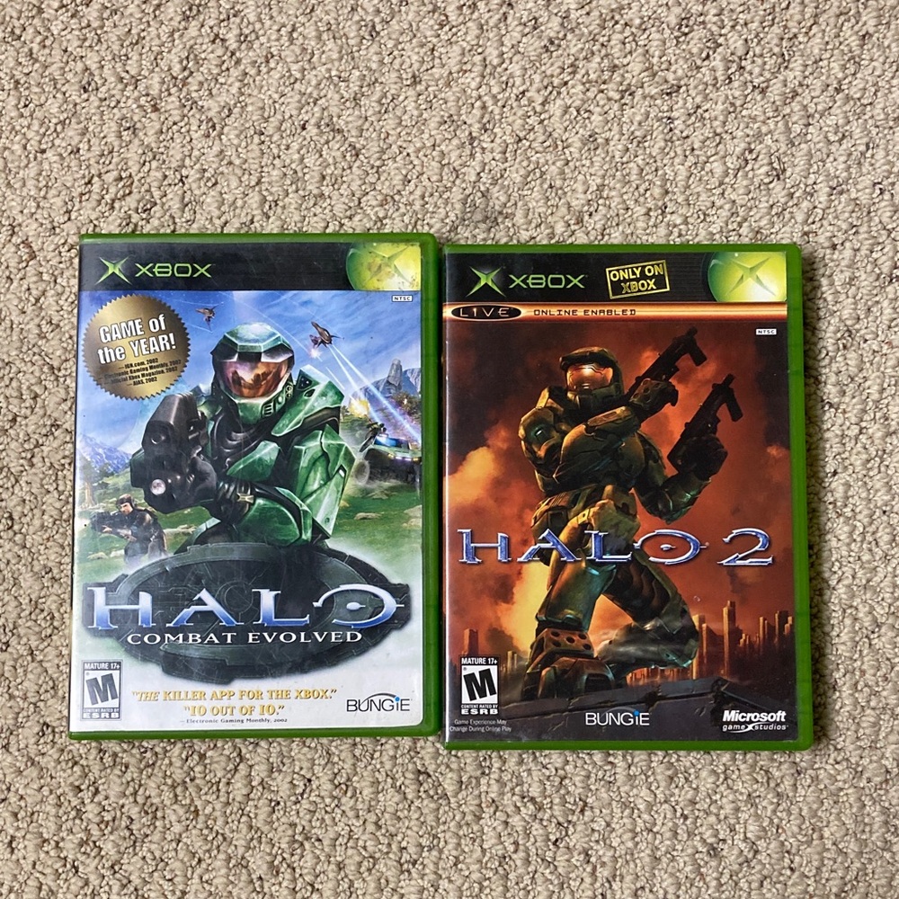 Original Microsoft Xbox OG- Halo Combat Evolved & Halo 2 - Green
